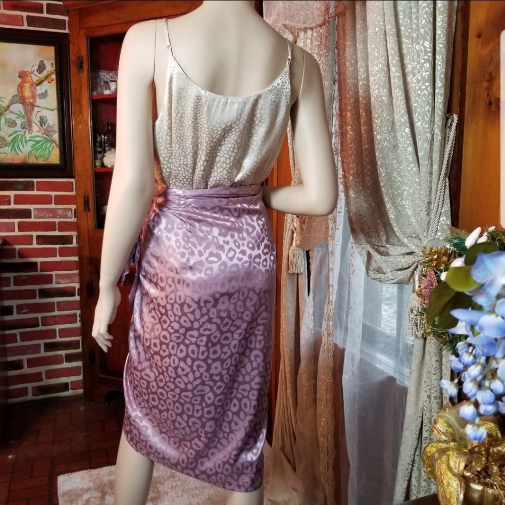 Mauve, Jacquard, Leopard Wrap Skirt - Picture 9 of 16